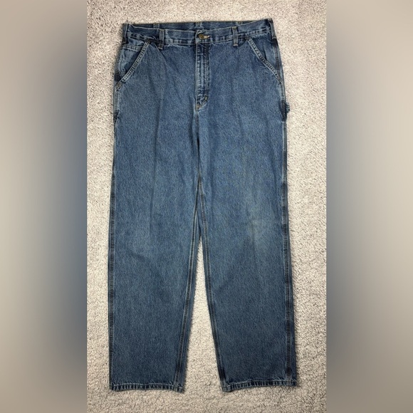 Carhartt Jeans Mens 38 x 34 Original Dungaree Fit Cotton Utility Denim Work - Picture 1 of 4